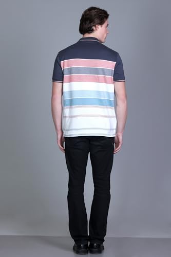 Image of SANE ORIGINALS T-Shirt for Men with Pocket || Textured Striped Polo for Men