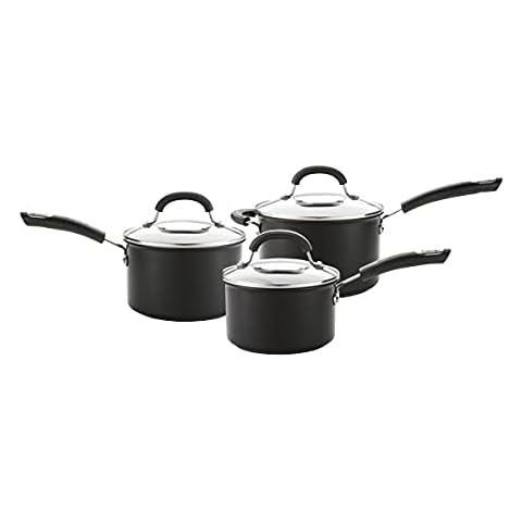 Circulon 5011275839375 Total Hard Anodised 3 Piece Saucepan Set, Plastic Cover