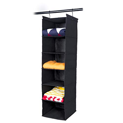MAX Houser 6 Tier Shelf Hanging Closet Organizer, Cloth Hanging Shelf with 2