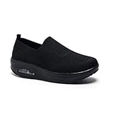 Semshedy Women's Orthopedic Nurse Shoes Arch Support Lightweight Wedge Walking Sneakers 2266/Black38