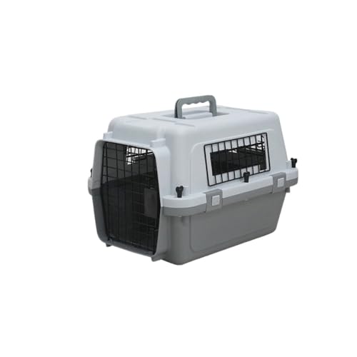 GIEOKDWO クレート ペットキャリー 小型犬用 幅35.5×奥行50×高さ34cm 猫 キャリー ハード タイプ 取っ手付き ペット用キャリー ペット ハードキャリー ペットケージ キャリー 犬 猫 ペット 移動 外出 旅行 (グレー)