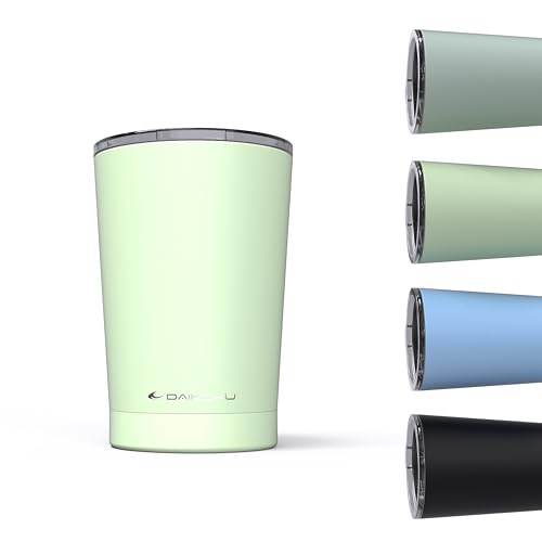 Daikoku Vaso térmico café 330ml acero inoxidable | Taza de viaje con tapa hermética libre de BPA | Termo portátil doble pared aislante, mantiene bebidas frías 12h y calientes 5h | Color Verde