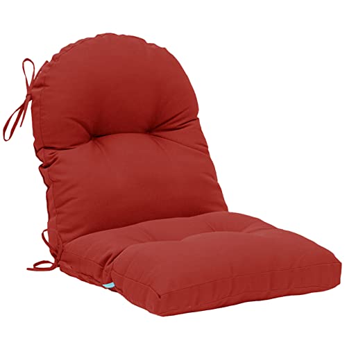 Image of QILLOWAY Tufted Outdoor Chair Cushion Set of 2, Waterproof 43x20x4 Inch Non Slip Replacement Pad for Wicker Lounge Patio Furniture, Red