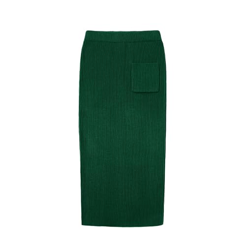Image of chouyatou Women's Turtleneck 2 Piece Outfits Ribbed Knit Sweater Midi Pencil Skirt Set
