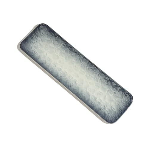 Image of Beyond Homes Ceramic Serving Tray Set of 3 | 12 Inch Rectangular Serving Plates | Premium Ceramic Platters for Sushi Dimsum Momos Snacks Starters & Appetizers | Microwave & Dishwasher Safe, Grey