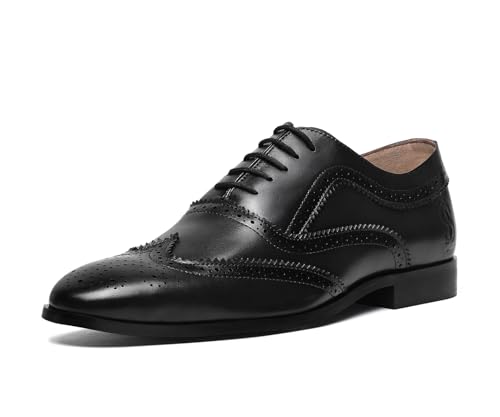 Image of LOUIS STITCH Men's Italian Crust Leather Brogue Shoes| Formal Lace-Up Shoes for Men | Perfect for Business, Formal & Parties | LSVX-EUBG