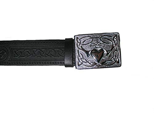 AAR Leather Celtic Design Kilt Belt Black & Brown With Chrome Finish Buckle Scottish Highland2
