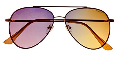 Kenneth Cole Reaction Mens Shiny Gold Metal Aviator Sunglass KC1386 28T4