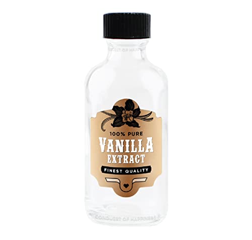 Vanilla Extract Label For 1 Oz Boston Round Bottles And Larger - 100% Pure - Finest Quality - Handmade By Conquest Of Happiness | Pack Of 18 #TOP25