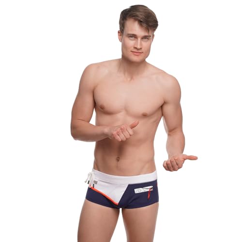 Baño de moda para hombre, a la derecha o a la izquierda, la mejor pieza del hombre anatómicamente embalada, L / Blanco Azul Naranja, S