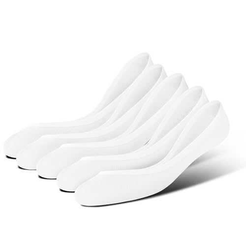 Image of BRISIRA Bamboo Viscose Women No Show Socks Extra Low Cut Liners Boat Thin Non Slip Flats Sneakers Loafer Invisible 5 Pairs