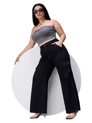 Image of Miss Chase A+ Women's Wide Leg High Rise Regular Stretchable Denim Jeans