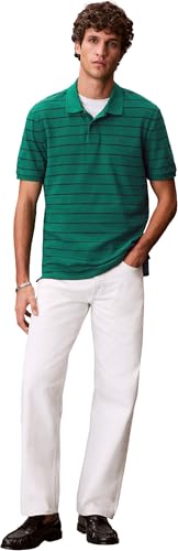 Calvin Klein Herren Poloshirt Kurzarm Striped Pique mit Knopfleiste, Grün (Enchanted Forest), XS – Ansicht 5