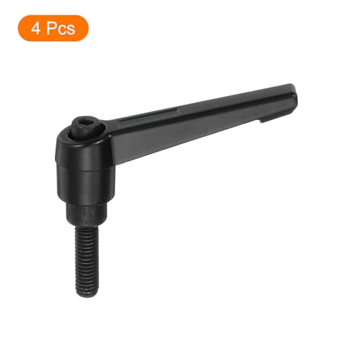 Image of uxcell 4Pcs M6 x 20mm Adjustable Knobs Handle Male Thread Push Button Ratchet Quick Release Locking Rotating Bolt for Lathe Machinery, Black
