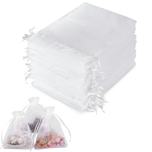 AONAYO 50 Stück Organzasäckchen Organzasäckchen 15x20cm Organza Säckchen Schmucksäckchen Geschenksäckchen Organzabeutel Mit Kordelzug Kordelzug Geschenkbeutel Für Weihnachten Hochzeit Festival Party