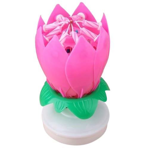 Musical Rotating Lotus Birthday Candle, Pink and Green, Auto-Blooming with Music-image-10