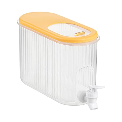 冷蔵庫ポット 冷水ポット蛇口付き 冷水筒 お茶ポット 麦茶ポット ピッチャー 4L 大容量 透明 ドリンクサーバー 漏れ防止 洗いやすい お茶やジュースを作る ウォーターピッチャー 家庭 お店用 (イエロー)