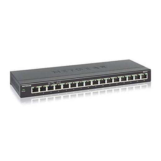 NETGEAR 16-Port Gigabit Ethernet Unmanaged Switch (GS316) - Desktop, Fanless Housing for Quiet Operation