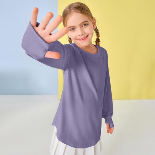 Girls Baggy Long Sleeve Tshirt for Kids Soft Lightweight Loose Crewneck Sweatshirts Round Neck Solid Casual Tops3