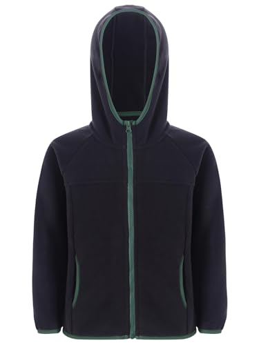 Girls Fleece Jacket Coat with Hood Unisex Kids Zip Up Long Sleeve Hoodie Outerwear Fall Warm Sweatshirt