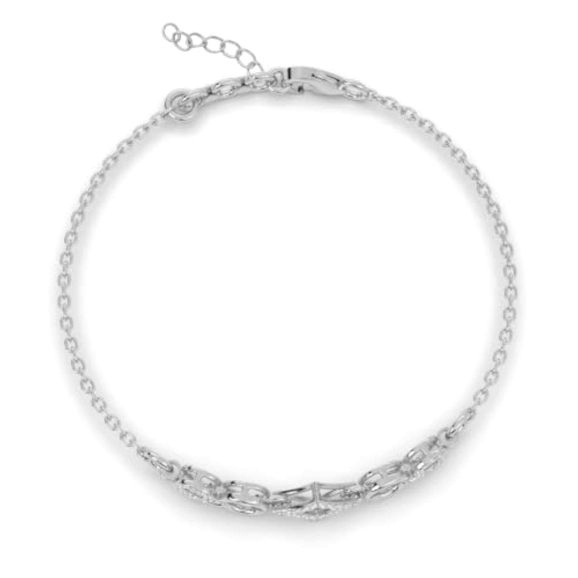 CZ Stone Geometric Halo Bracelet in Solid 925 Sterling Silver