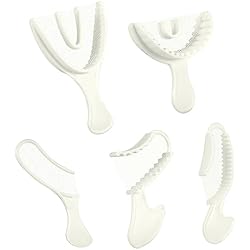 Annhua 5 Kit Dental Bite Registration Impression Trays Disposable Dental Impression Trays, Teeth Impression Tray with Plastic Rigid Frame and Non-Tear Mesh for Bite Registration