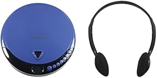 Craig CD2808-BL Personal CD Player with Headphones in Blue and Black | Portable and Programmable CD Player | CD/CD-R Compatible | Random and Repeat Playback Modes |