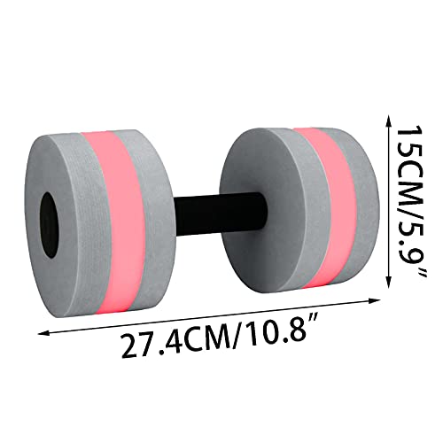 Water Dumbbells Aquatic Exercise Dumbells Water Aerobics Workouts Foam Barbells Hand Bars Pool Resistance Weight Loss Water Sports Fitness Tool for Men Women Kids 2PCS (Gray)