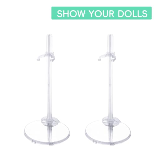 Image of XJMWXHFC 10pc Adjustable Doll Display Holders, Clear Plastic Action Figure Stands, Transparent Support for 11-13 Inch Tall Dolls