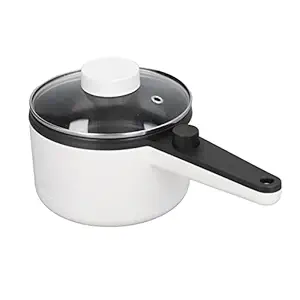 Electric Hot Pot, 1.2L Anti Scalding Stainless Steel Prevents Stick Integrated Design Electric Skillet Portable Double Layer Anti Scalding Design Mini Pot Electric Pot, for Ramen Steak Fried Rice
