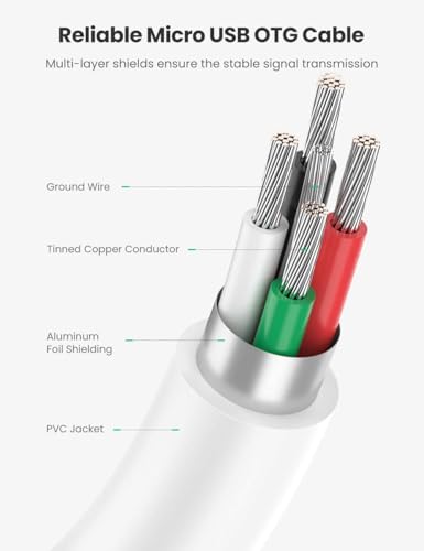 Image of Micro USB Adapter OTG Cord Micro USB Male to Type A Female Adaptor On The Go Cable Compatible with Galaxy S7 S6 Edge S4 S3 LG G4 Android Phone Tablet Windows DJI Spark Controller 4 Inch (White)
