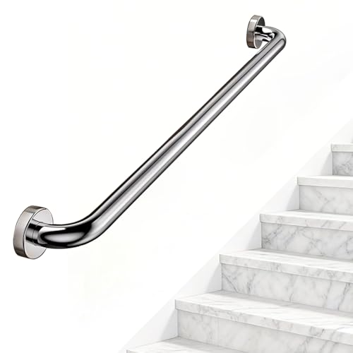 Maniglione rotondo da 3,2 cm, in acciaio inox, resistente, da parete, per bagno, supporto per l'equilibrio per anziani, disabili e utenti feriti (80 cm)