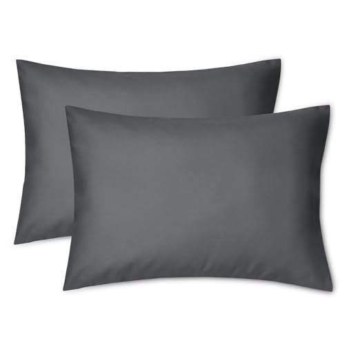 Image of EXQ Home Toddler Pillowcases Zippered 13x18 Travel Pillow Case Set of 2, Small Pillow Case Fits Baby Pillow Sized 12x16, 13x18, Kids Pillowcases 2 Pack Machine Washable (Dark Grey)