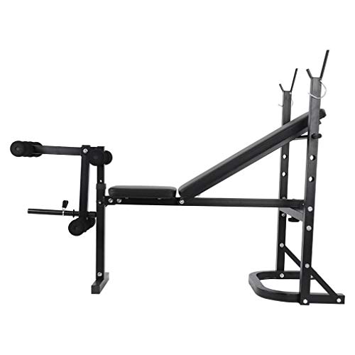 HUZONG Foldable Olympic Workout Weight Bench with Squat Barbell Rack, Adjustable Press Incline Bench, Preacher Pad, Leg Extension, Strength Training Weightlifting Fitness Equipment for Home/Office/Gym