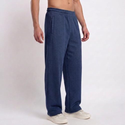 Image of MARK LOUIIS Men's Baggy Trackpants | Regular Fit Cotton Sweatpants with Drawstring Waist & Side Zipper Pockets | Oversized Casual Track Pants for Gym