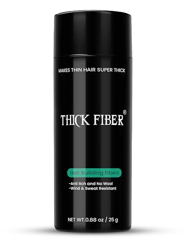 THICK FIBER fibras capilares, del cabello (paquete de 1, negro) – para alopecia y adelgazamiento – botella de 25 g – Fibras para el cabello para hombres y mujeres