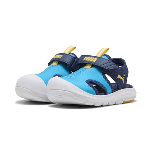 PUMA Kid's Fun Racer Sandal Velcro Sandal, Speed Blue/Pele Yellow, 8 US Little Kid