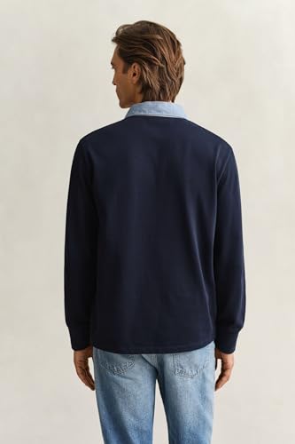 Gant Herren Reg Chambray Heavy Rugger T-Shirt, Evening Blue, XXL EU – Ansicht 4