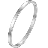 Jude Jewelers 4mm Width Stainless Steel Classic Simple Plain Open Clasp Bangle Bracelet (Silver)