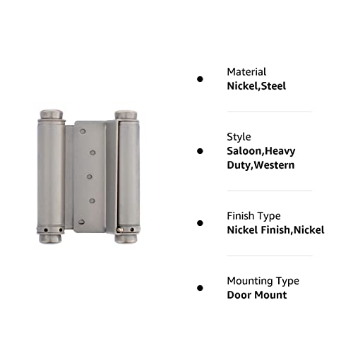 Cafe Door 5" Spring Hinge In Satin Nickel Finish, Double Acting Barrel Spring Hinge With Tension Adjustment For Saloon Western Bar Pub Swinging Cafe Doors (1, Satin Nickel) #TOP1