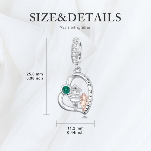 Image of PROESS Father Mother Daughter Charm fit Charms Bracelet Sterling Silver Charms for Bracelets Birthday Valentines Day Gifts for Daughter Mother Lover