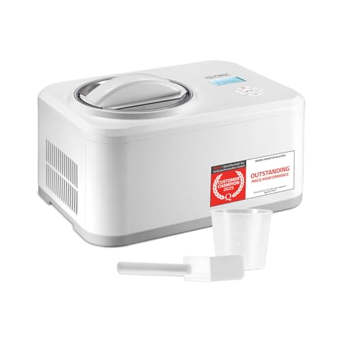TZS First Austria Maquina Heladera y yogur | 1,5 L | Yogur helado, sorbete y helado | Incluye recetario, vaso medidor y espátula | blanco