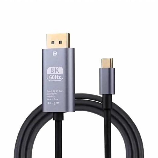 Image of USB-C to DisplayPort 2M Cable 8K@60Hz, 4K@144Hz Ultra HD | Thunderbolt 3 Type-C to DP Cable with HDR & DSC Support | Compatible with Mac-Book, I-Pad, Surface, Laptop to Monitor /TV /Projector