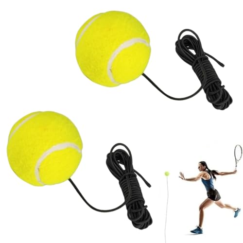 Image of Cricket Tennis Hanging Ball for Kids Easy to Hang & Ideal for Indoor and Outdoor Hanging Cricket Practice Rope Ball for Boys and Adults, Green (Pack of 2)
