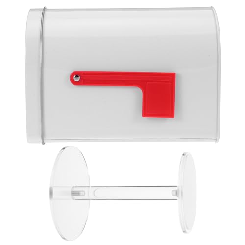 TOBBOMEY Mini Mailbox with Stand White Tiny Post Box for Home Office Miniature Suggestion Tip Money Box Metal Mini House Furniture Ornament for Garden Decor