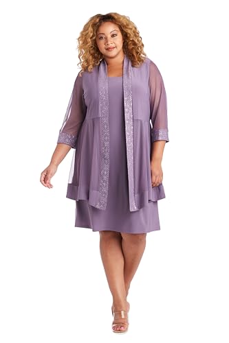 Image of R&M Richards Women's 2-Piece Jacket Dress Set | Knee Length Sheath W / 3 /4 Sleeve Jacket | Mother of The Bride Cocktail Party