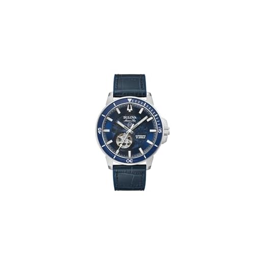 Bulova Relógio masculino Marine Star 'Series C' automático de aço inoxidável com 3 ponteiros, caixa de exibição, bisel giratório, Pulseira azul, Pulseira de aço inoxidável Marine Star Series C quartzo