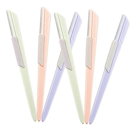 NIYANGLE 6 Cuchillas De Acero Inoxidable Para Cejas Cuchillas Para Dar Forma Afeitadora De Cejas Para Mujeres Afeitadora De Cejas Con Cubierta Deslizante Afeitadora De Vello Facial