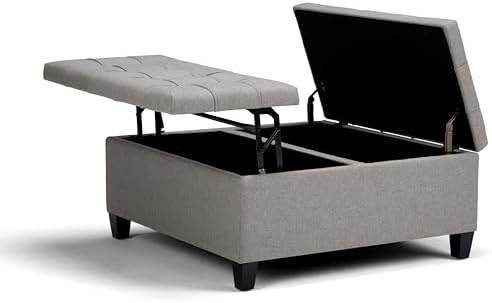 SIMPLIHOME Harrison Coffee Table Storage Ottoman - 36 inch Wide U...