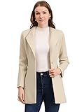 Allegra K Damen Umlegekragen Geknöpfter Business Casual Mittellanger Winter Mantel Beige M